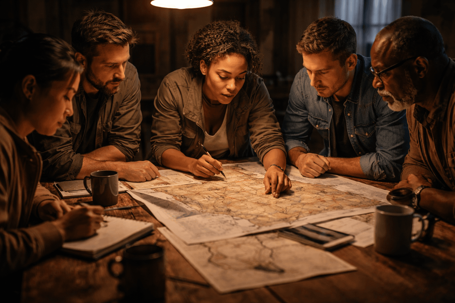 A small group planning together with purpose