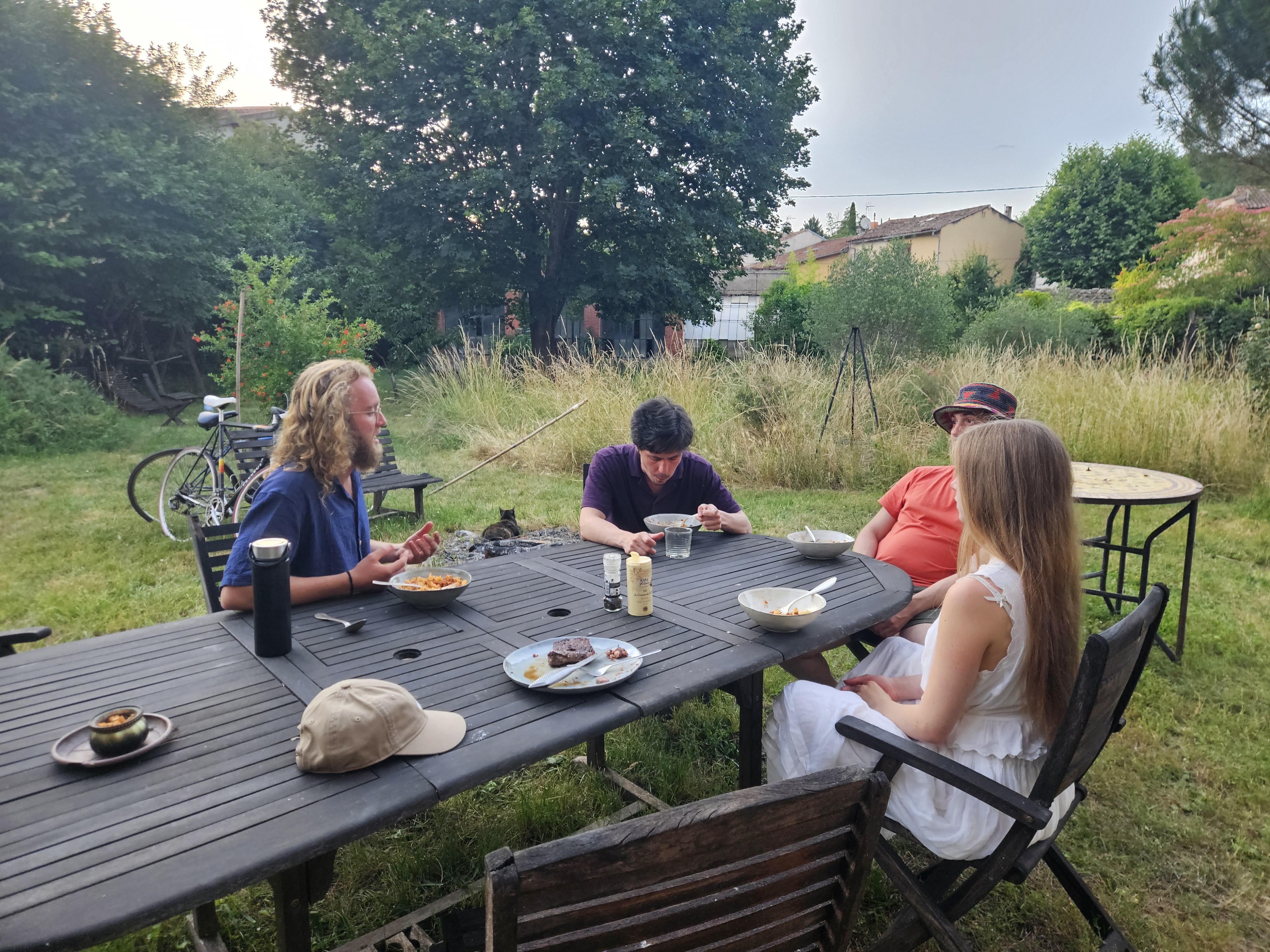 Sharing a meal together at the co-living house